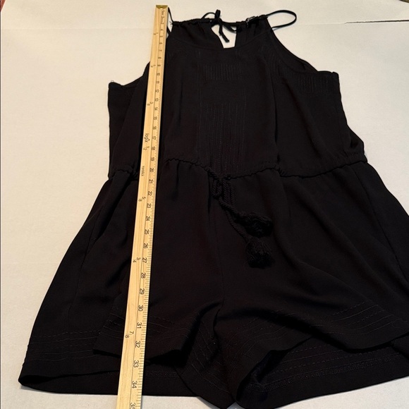 LOFT Black Halter Eyelet Neck with Tie Waist Romper Size M - Picture 5 of 15